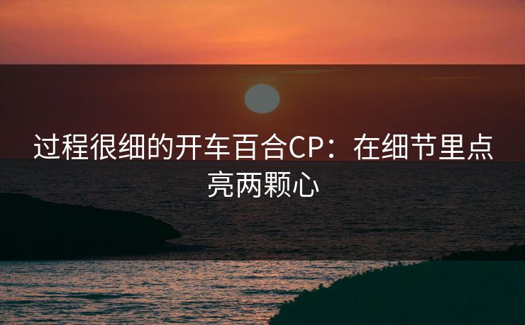 过程很细的开车百合CP：在细节里点亮两颗心